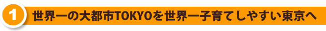 世界一の大都市TOKYOを世界一子育てしやすい東京へ