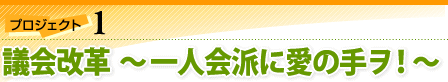 プロジェクト1：議会改革～一人会派に愛の手ヲ！～